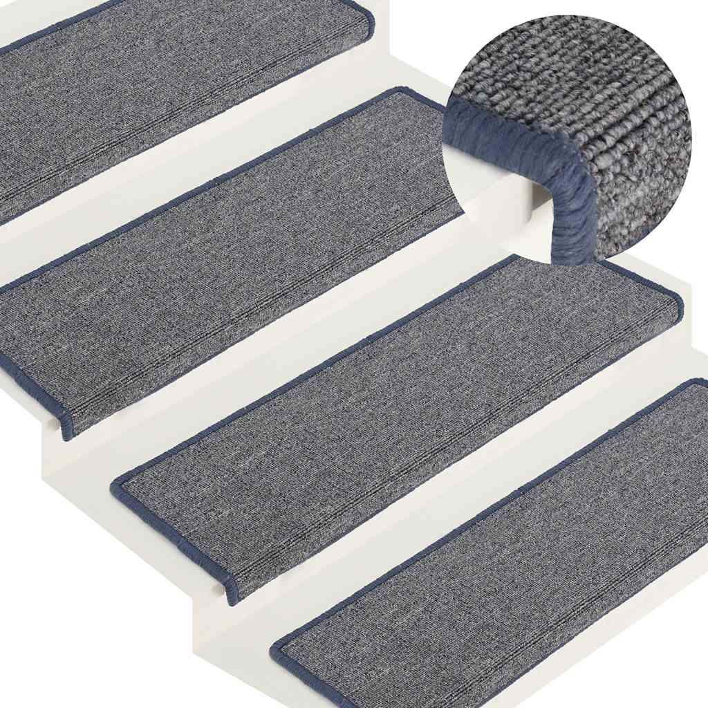 trappemåtter 30 stk. 65 x 21 x 4 cm lysegrå og blå rektangulær kant