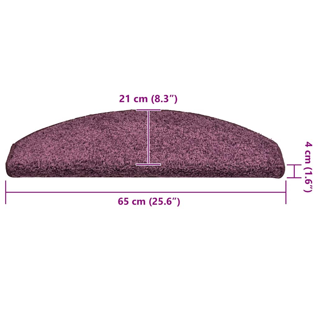 trappemåtter 30 stk. 65 x 21 x 4 cm mørkelilla halvrunde store