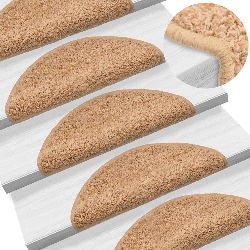 trappemåtter 20 stk. 56x17x3 cm beige halvrunde