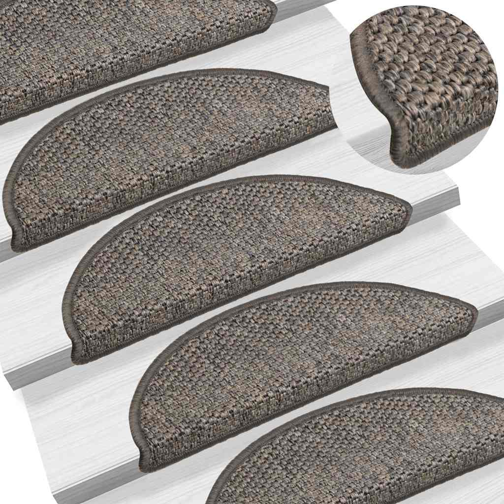 selvklæbende trappemåtter 30stk. 56x17x3cm sisal-look grå-beige