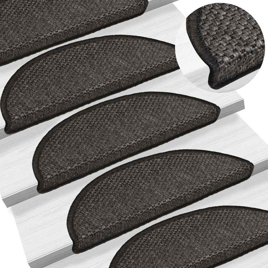 selvklæbende trappemåtter 30 stk. 56x17x3cm sisal-look antracit