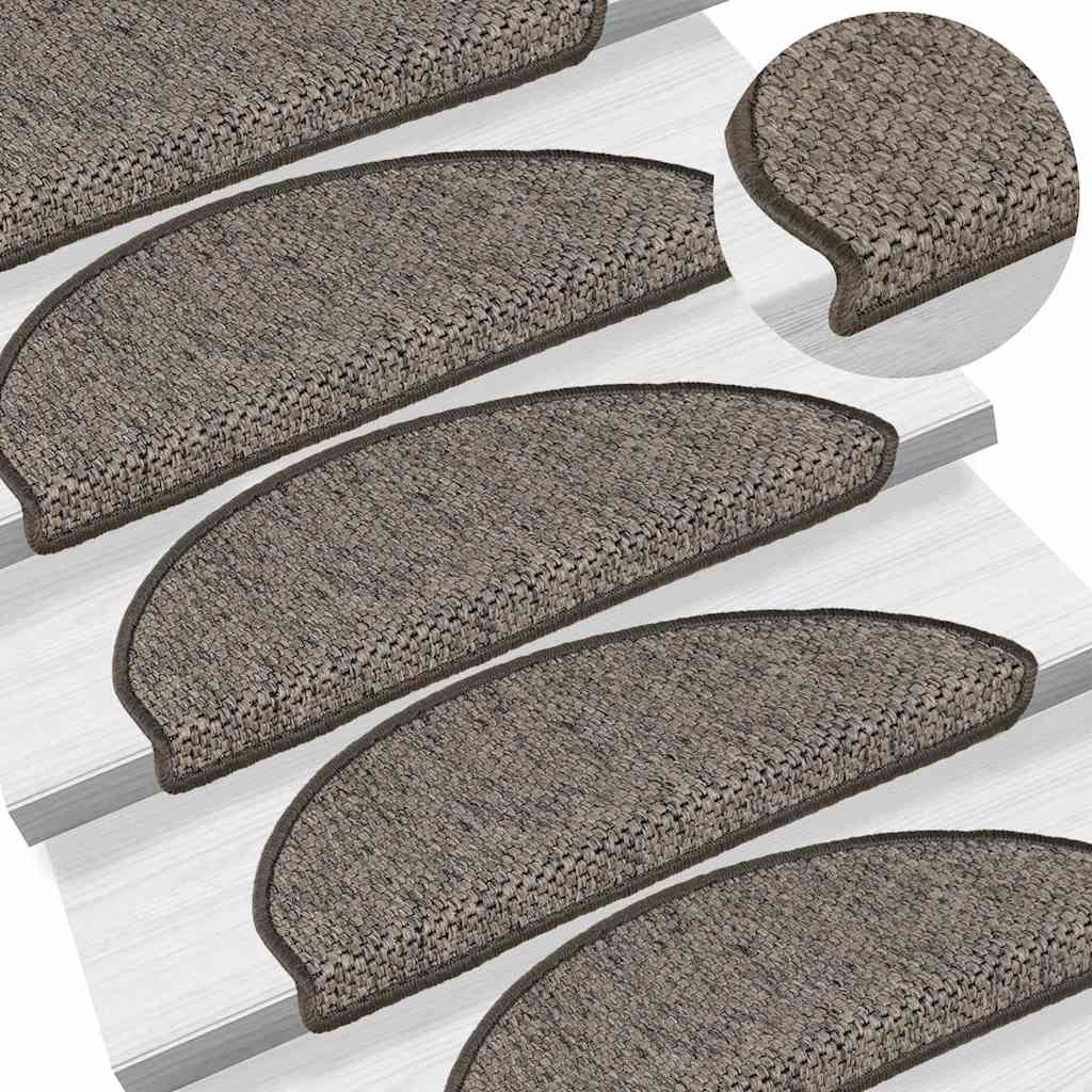 selvklæbende trappemåtter 30stk. 65x21x4cm sisal-look grå-beige
