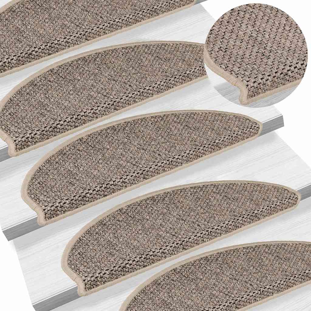 selvklæbende trappemåtter 30 stk. 65x21x4 cm sisal-look beige