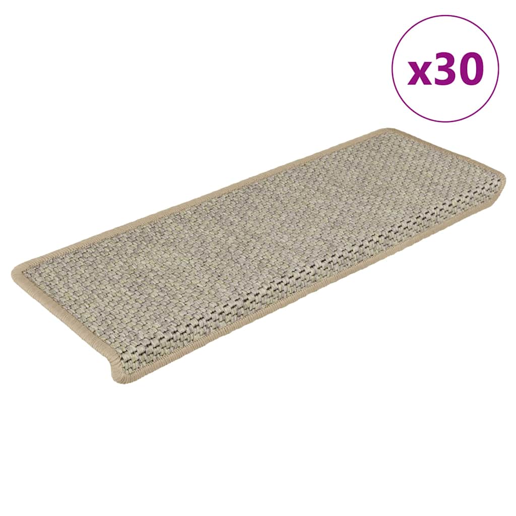 selvklæbende trappemåtter 30 stk. 65x21x4 cm sisal-look lysegrøn