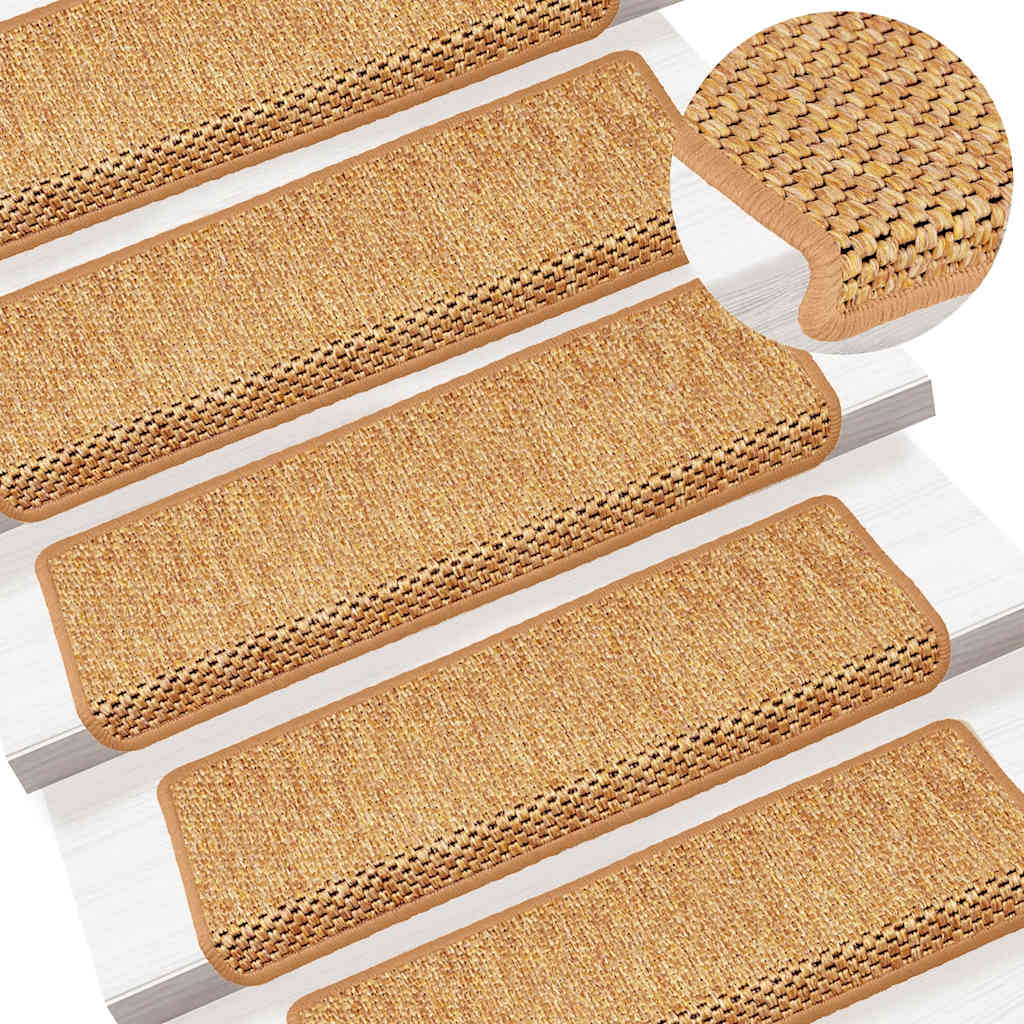selvklæbende trappemåtter 30 stk. 65x21x4 cm sisal-look sisal