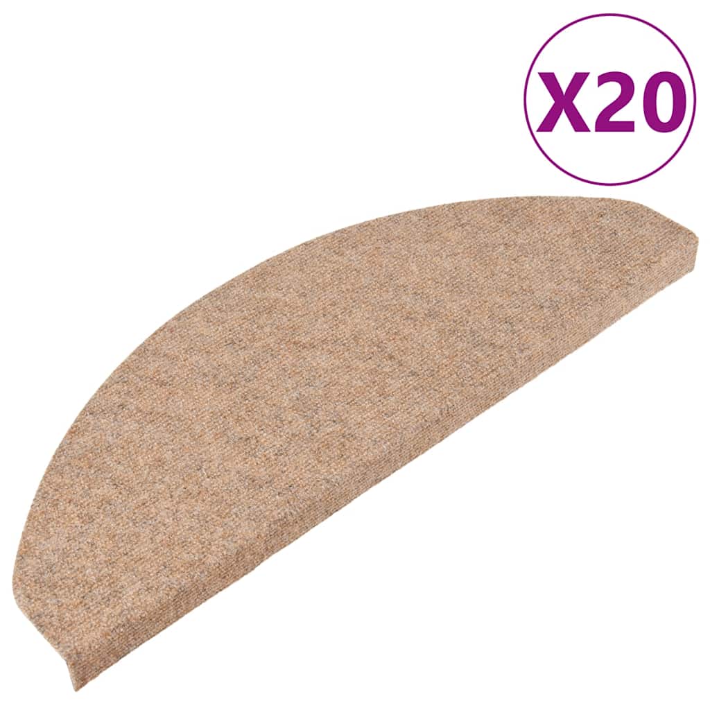 selvklæbende trappemåtter 20 stk. 65x22,5x3,5 cm beige