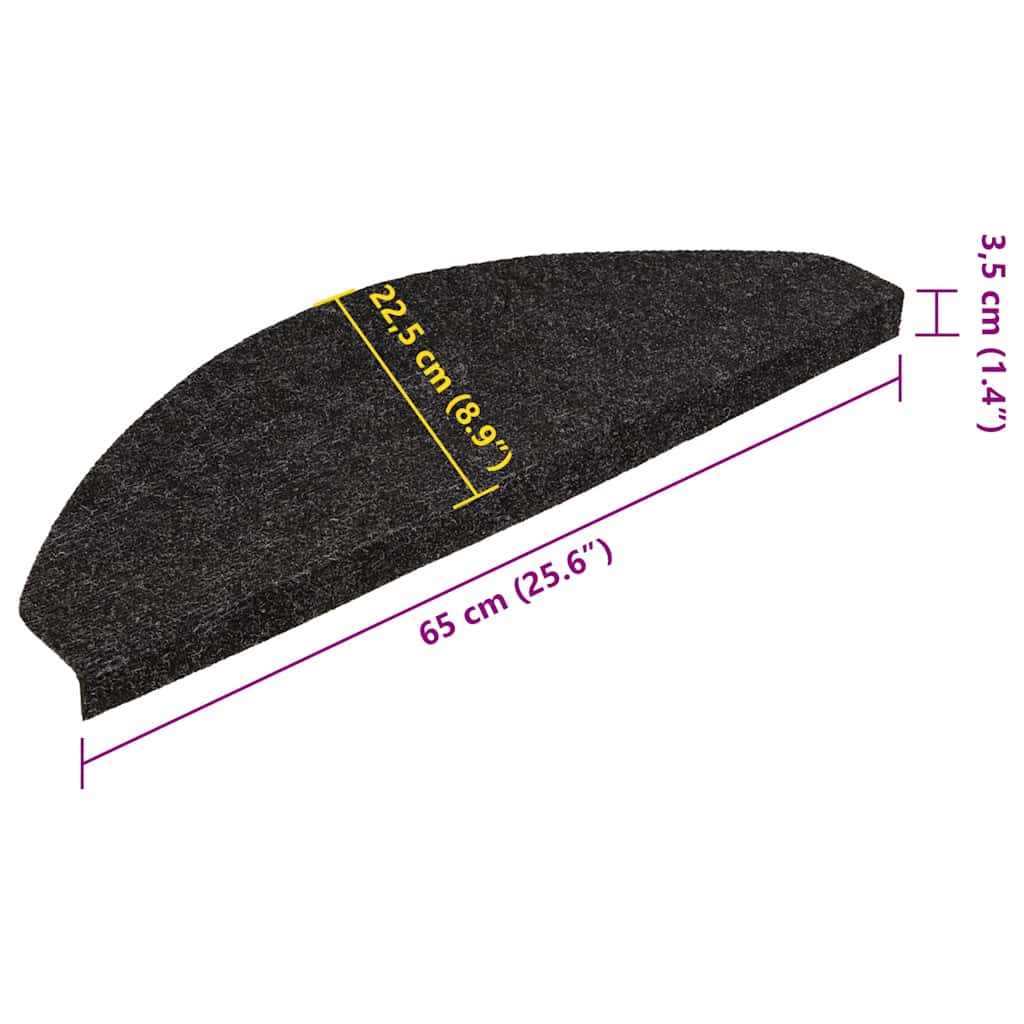 selvklæbende trappemåtter 30 stk. 65x22,5x3,5 cm antracitgrå
