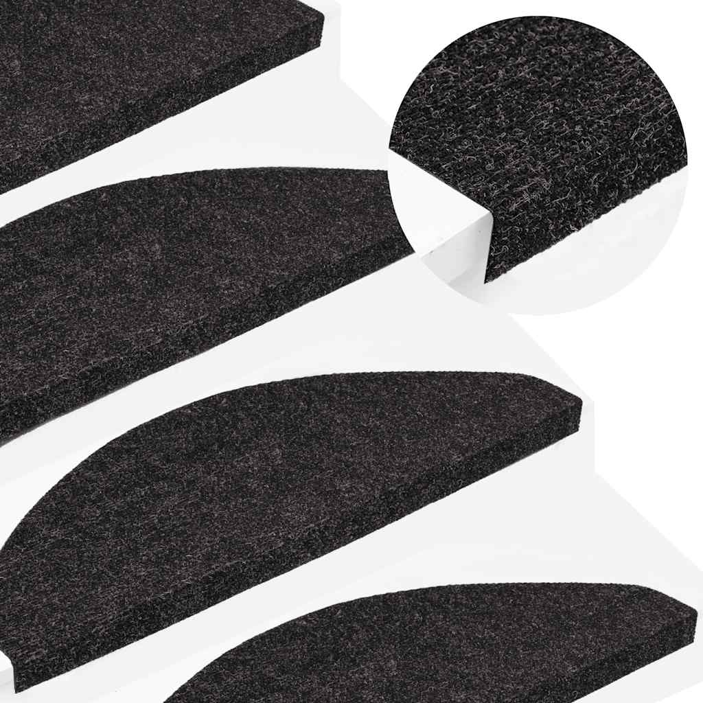 selvklæbende trappemåtter 30 stk. 65x22,5x3,5 cm antracitgrå