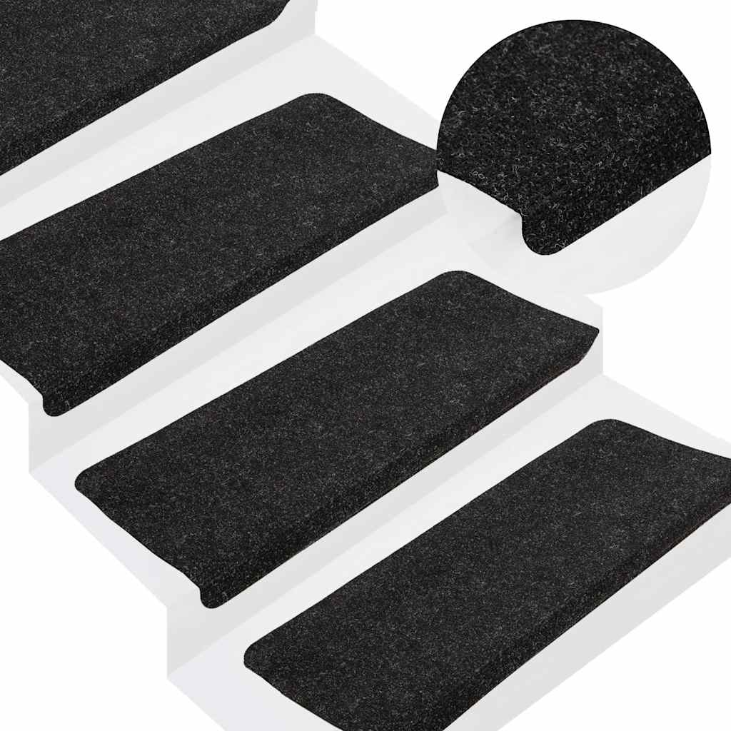 selvklæbende trappemåtter 30 stk. 65x24,5x3,5 cm antracitgrå