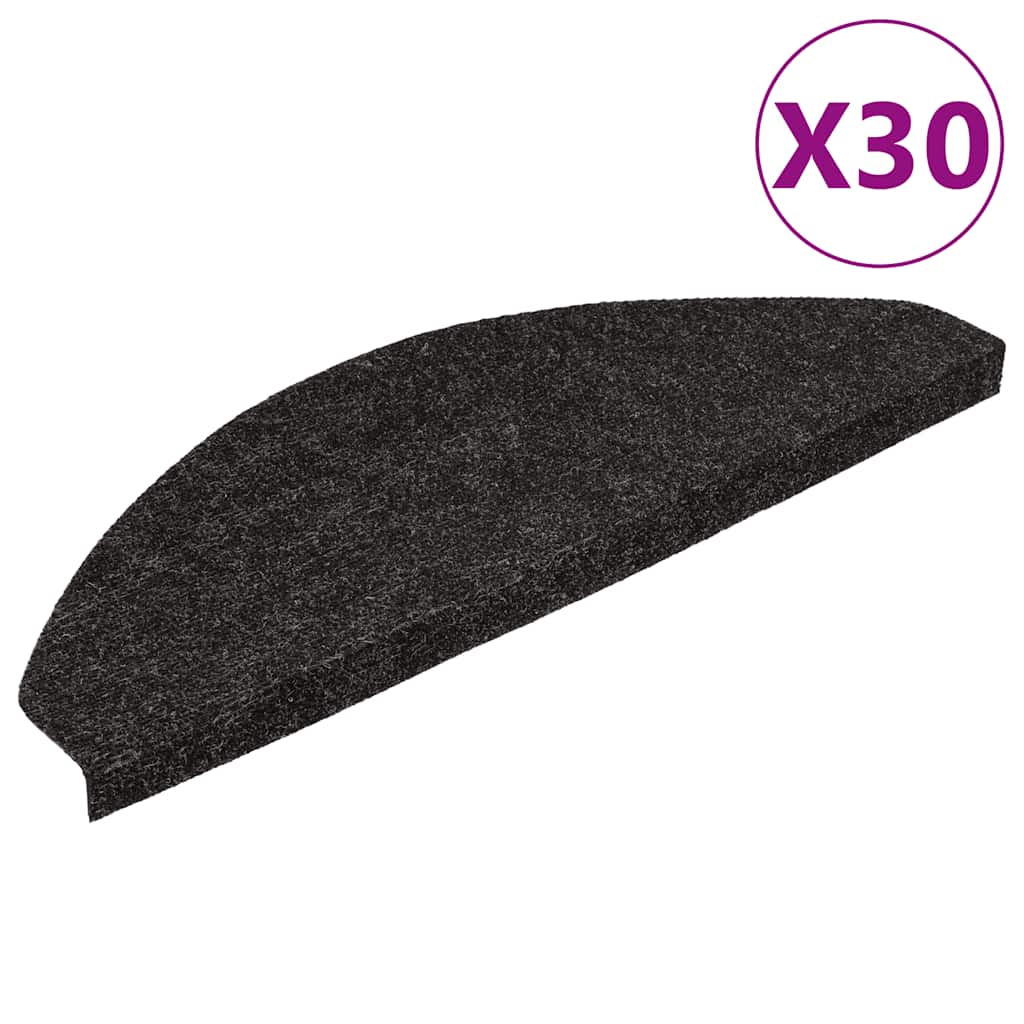 selvklæbende trappemåtter 30 stk. 56x17x3 cm sort