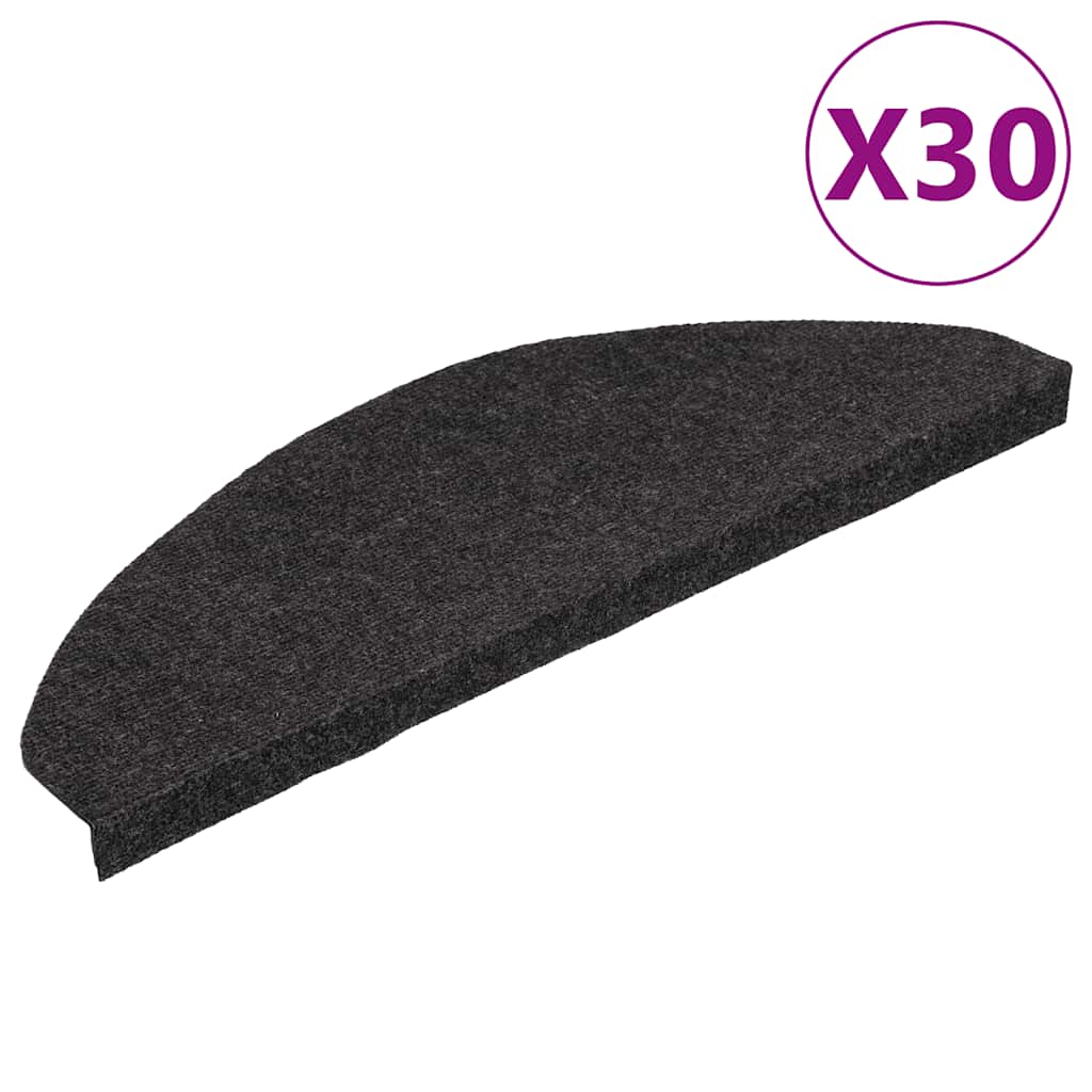 selvklæbende trappemåtter 30 stk. 65x22,5x3,5 cm sort