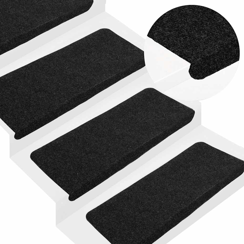 selvklæbende trappemåtter 30 stk. 65x24,5x3,5 cm sort