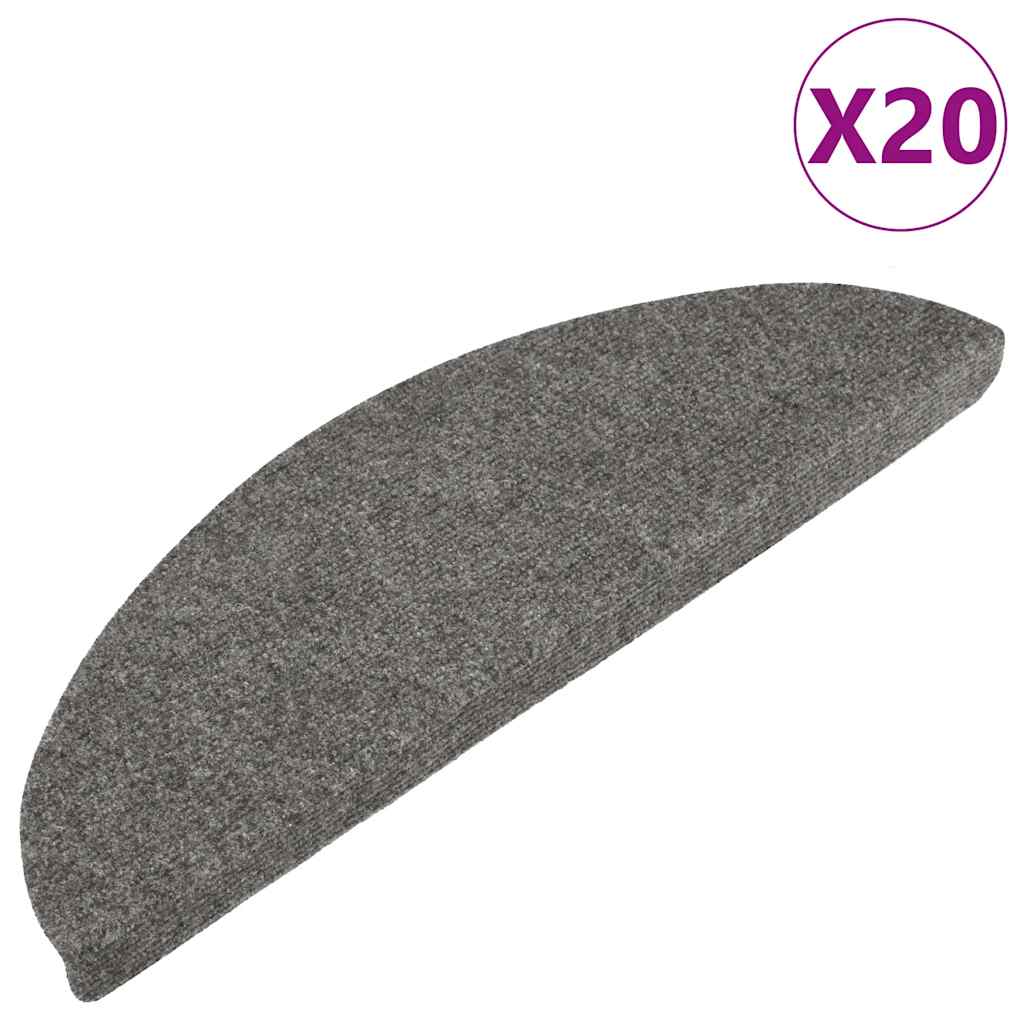 selvklæbende trappemåtter 20 stk. 56x17x3 cm grå