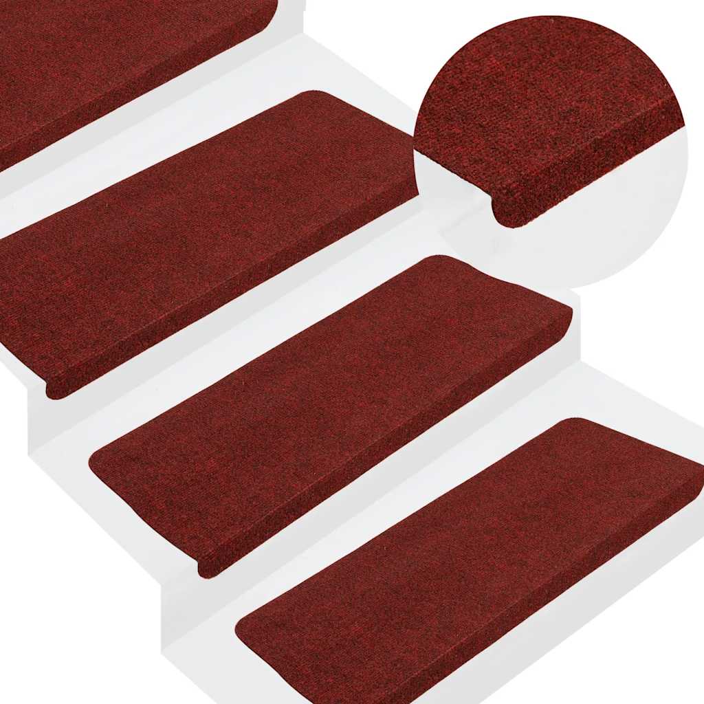 selvklæbende trappemåtter 30 stk. 65x22,5x3,5 cm rød