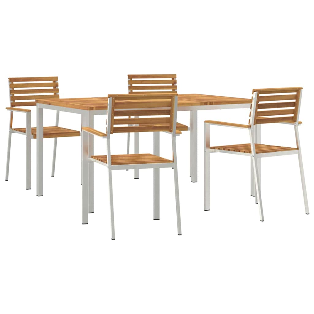 Have Spisebordssæt 5 pcs Massiv akacietræ og rustfrit stål
