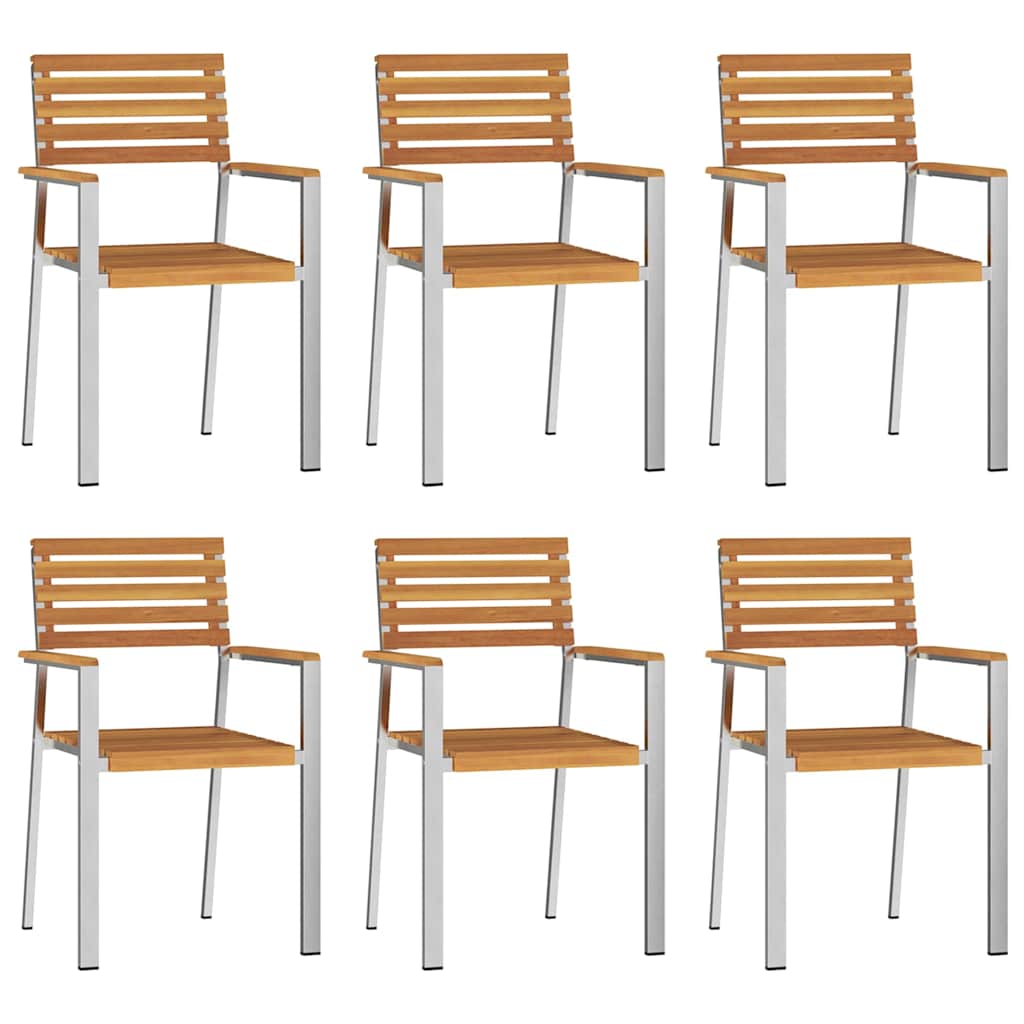Have Spisebordssæt 7 pcs Massiv akacietræ og rustfrit stål