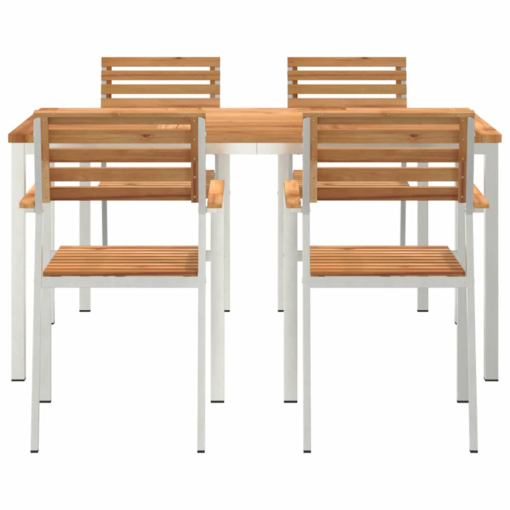 Have Spisebordssæt 5 pcs Massiv teaktræ og rustfrit stål