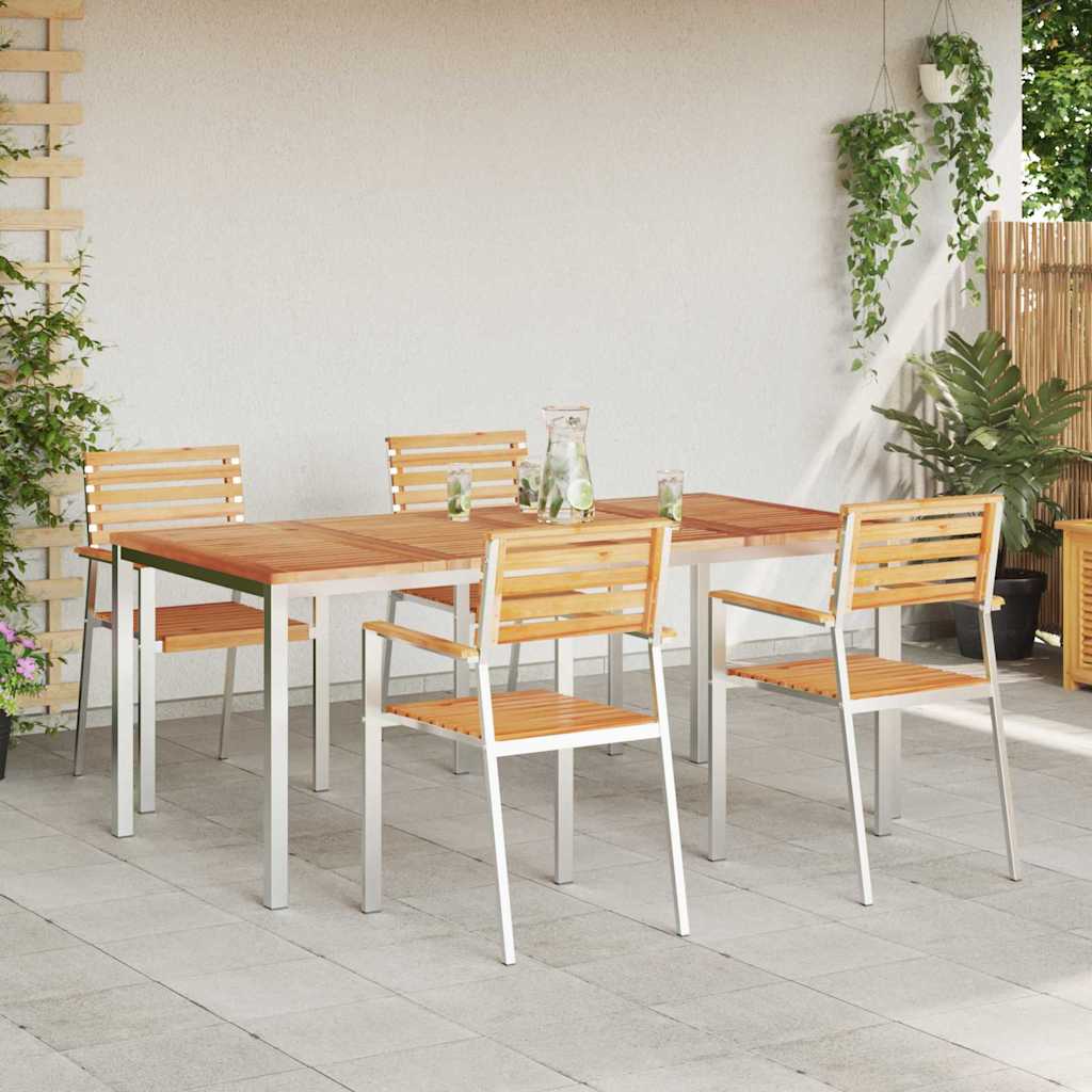 Have Spisebordssæt 5 pcs Massiv teaktræ og rustfrit stål