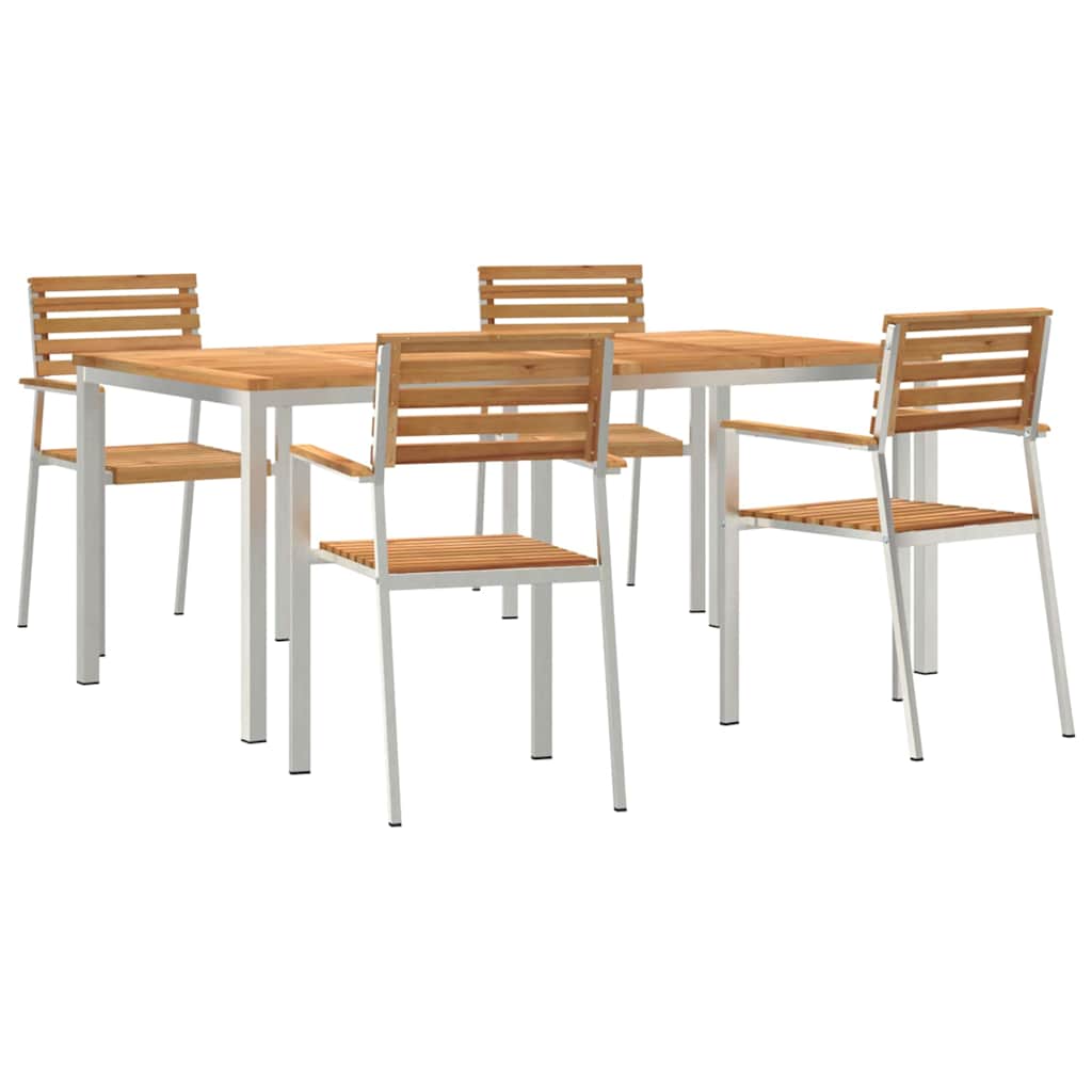 Have Spisebordssæt 5 pcs Massiv teaktræ og rustfrit stål