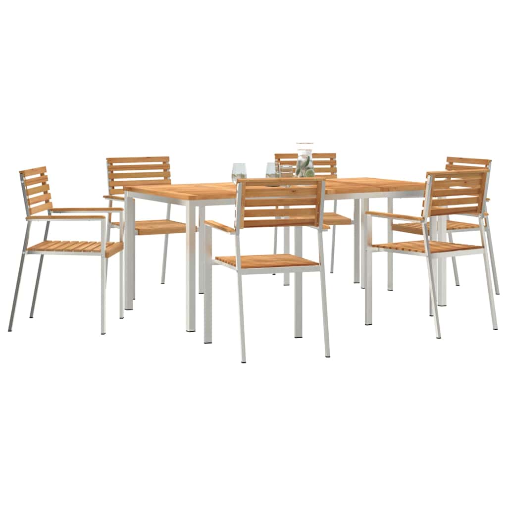 Have Spisebordssæt 7 pcs Massiv teaktræ og rustfrit stål
