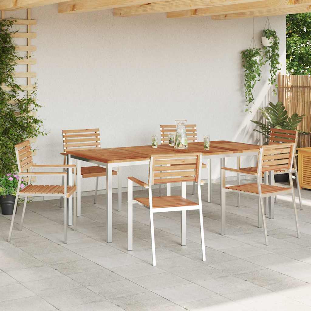 Have Spisebordssæt 7 pcs Massiv teaktræ og rustfrit stål
