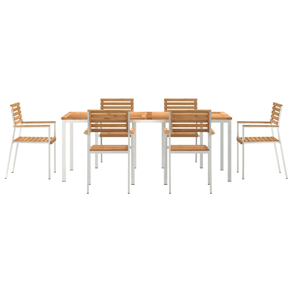 Have Spisebordssæt 7 pcs Massiv teaktræ og rustfrit stål