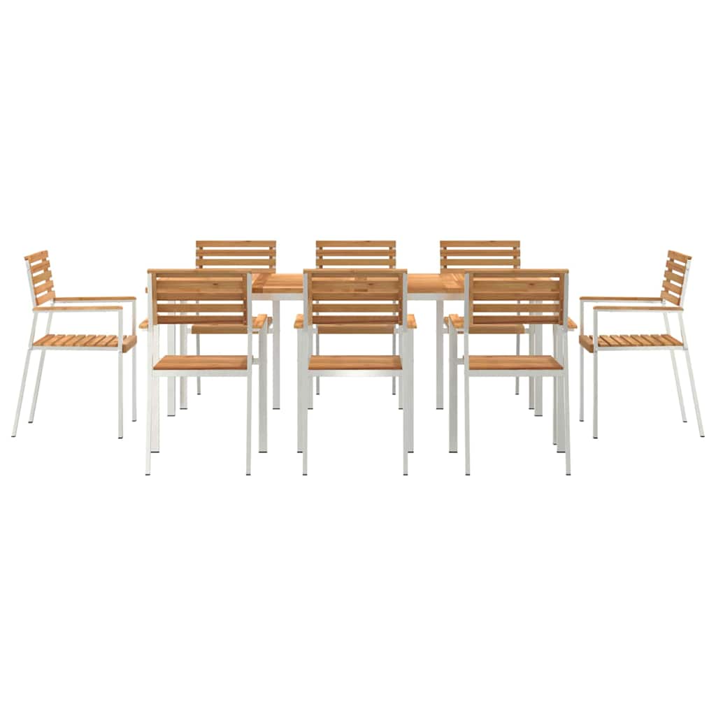 Have Spisebordssæt 9 pcs Massiv teaktræ og rustfrit stål