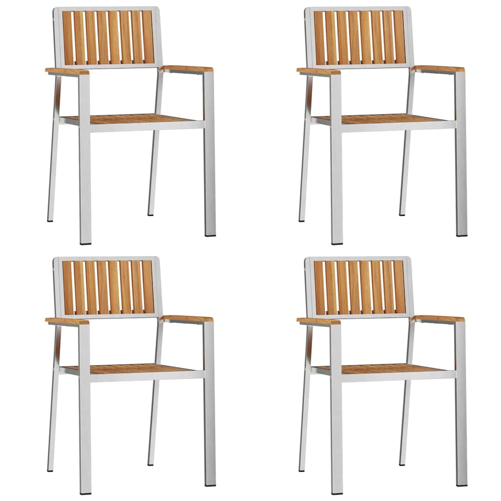 Udendørs spise sæt 5 pcs Massiv teaktræ og rustfrit stål