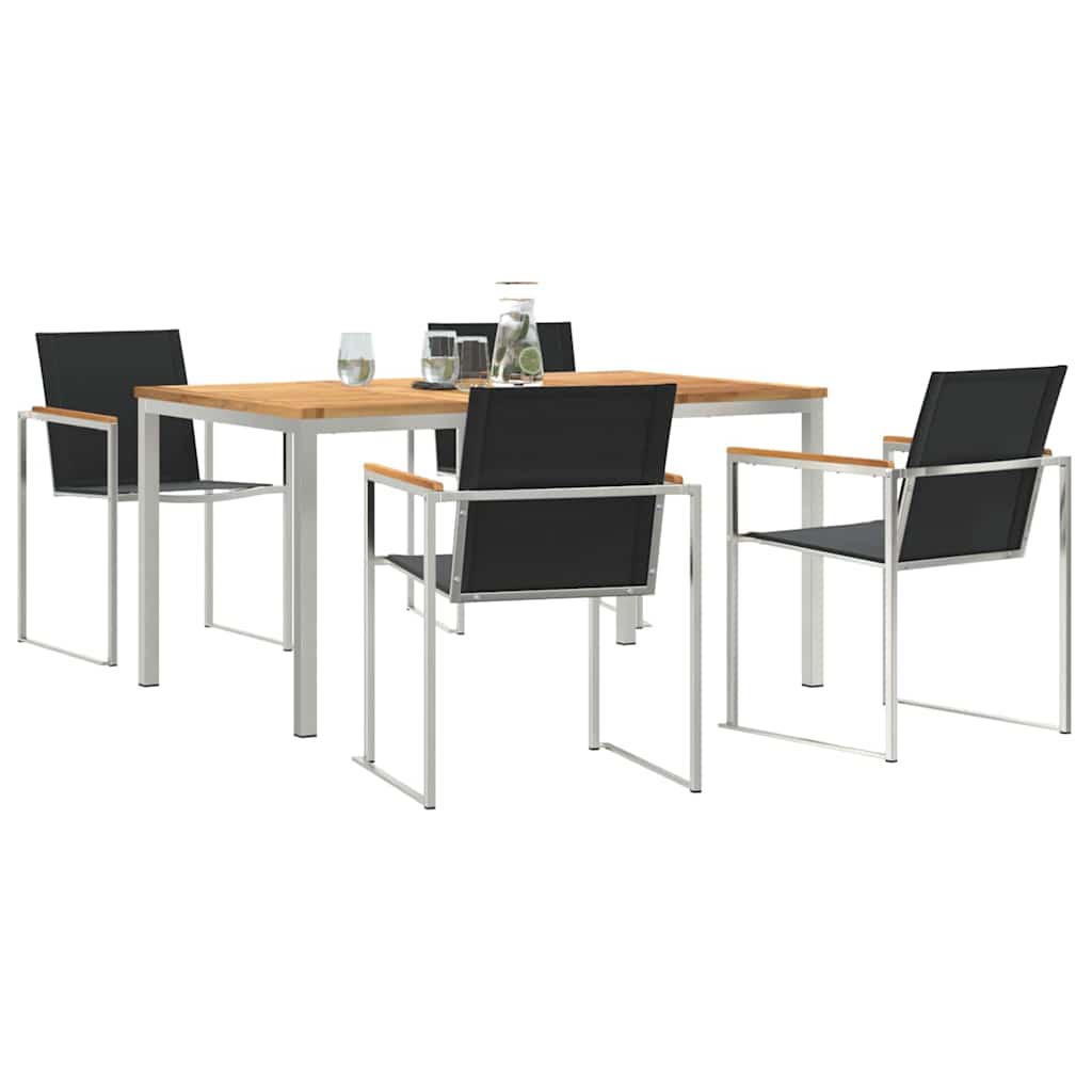 Have Spisebordssæt 5 pcs Massiv teaktræ og rustfrit stål