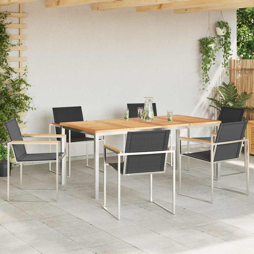 Have Spisebordssæt 7 pcs Massiv teaktræ og rustfrit stål