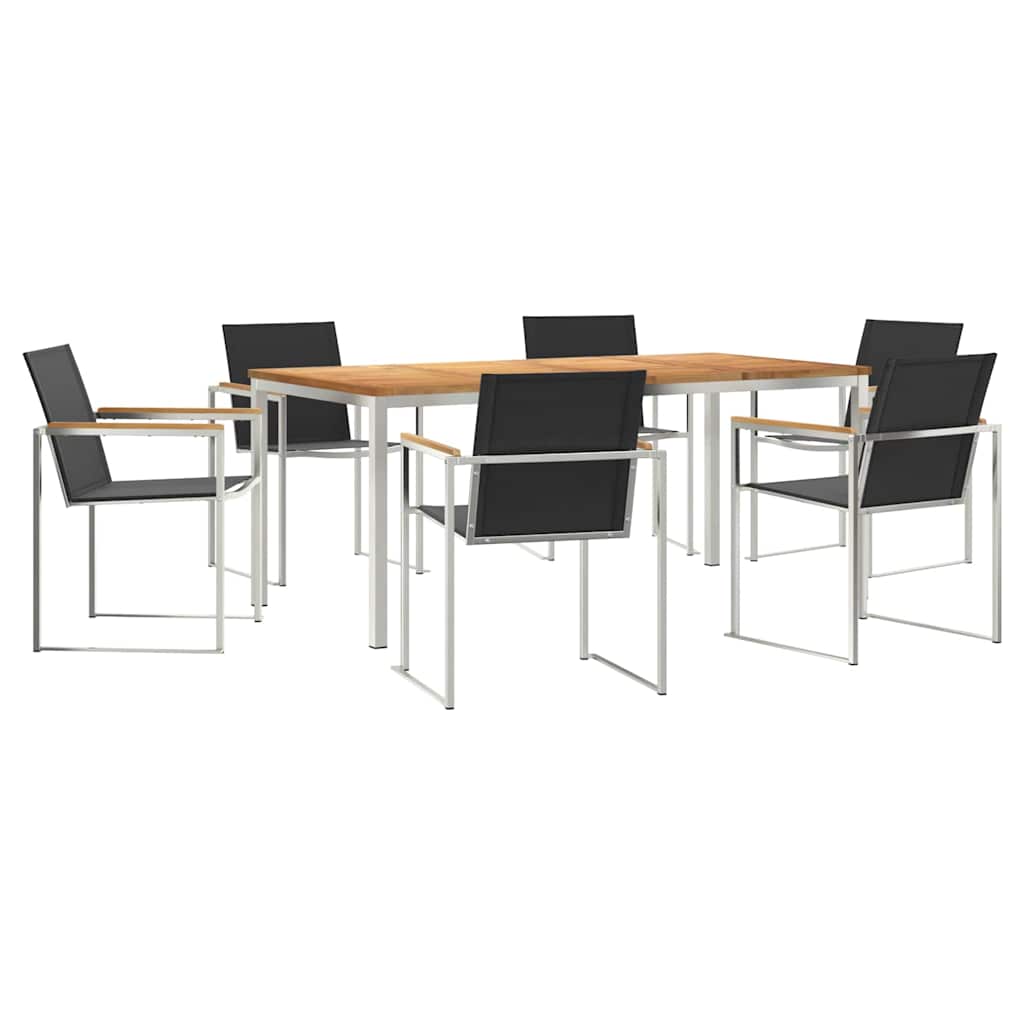 Have Spisebordssæt 7 pcs Massiv teaktræ og rustfrit stål