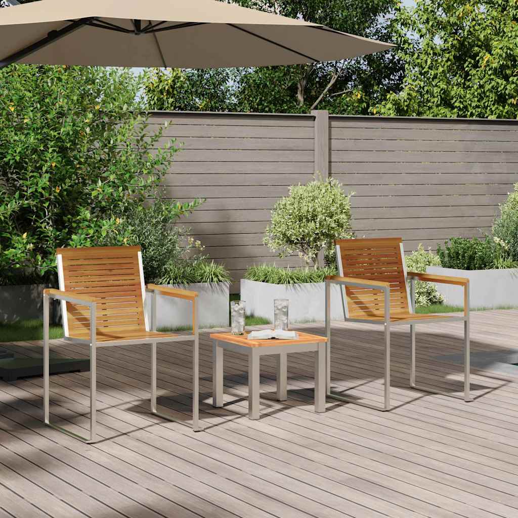 Solstol 3 pcs Brun Massiv akacietræ og rustfrit stål