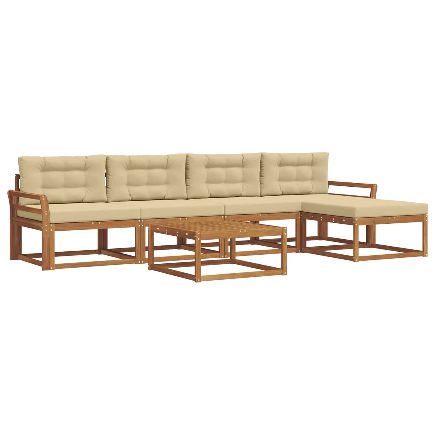 Udendørs sofagruppe med pude 6 pcs Naturlig og Beige