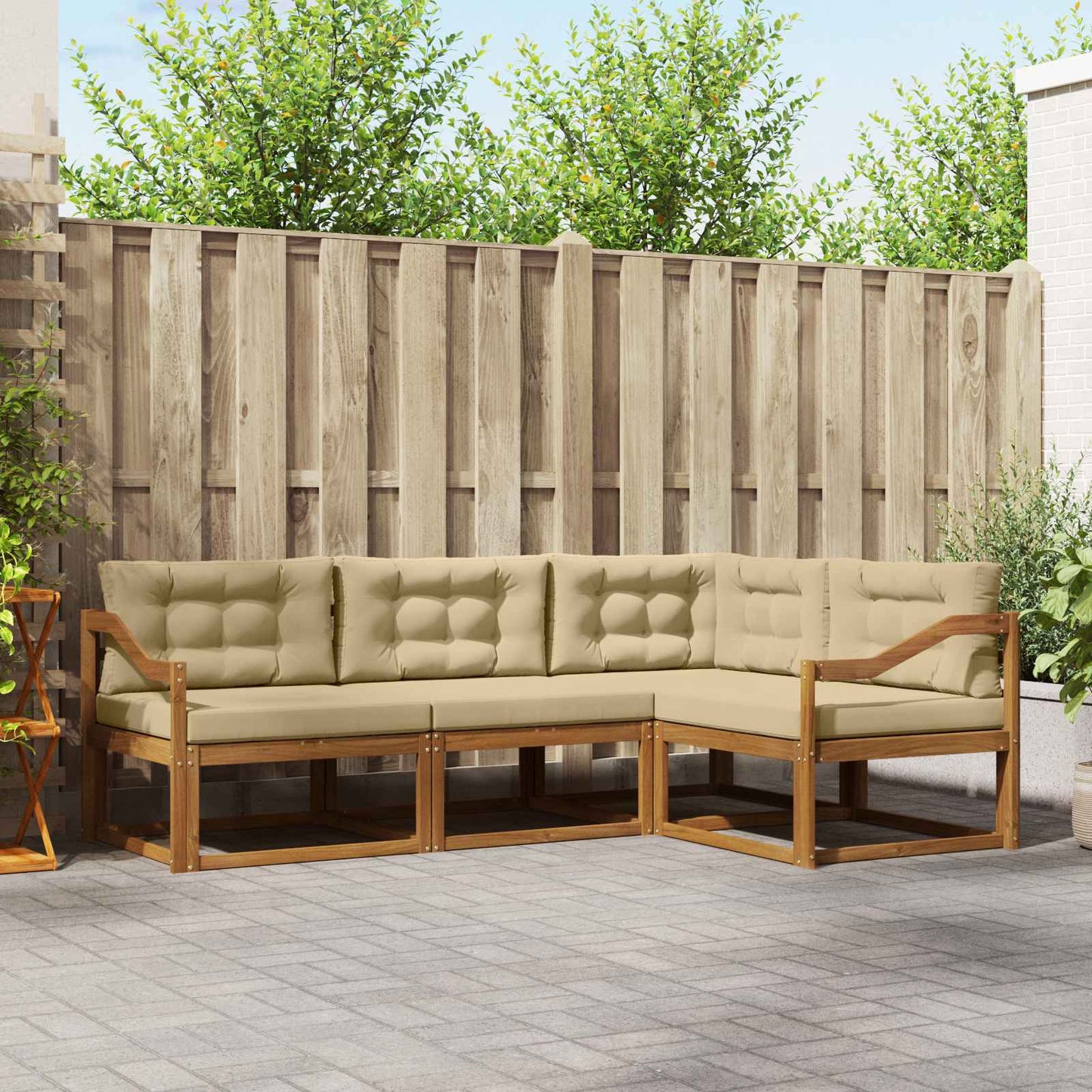 Udendørs sofagruppe 4 stk. Naturlig og Beige