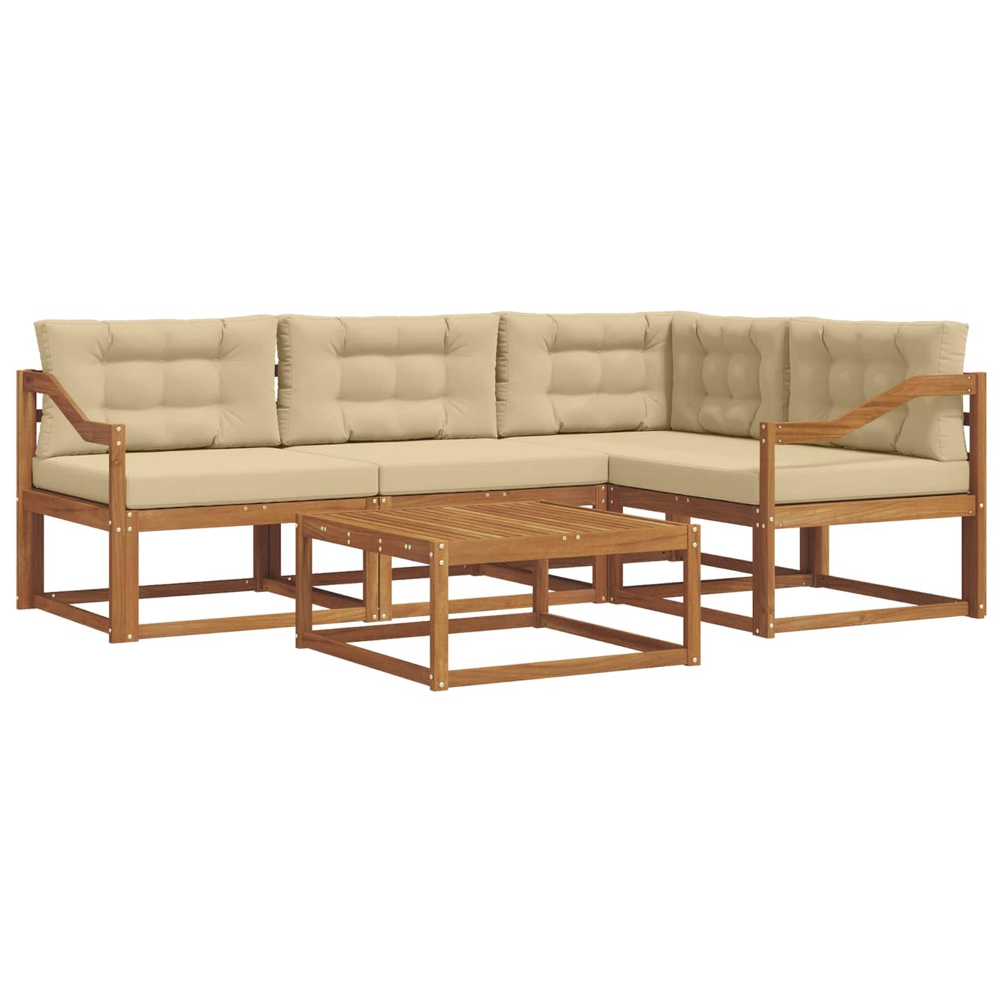 Udendørs sofagruppe med pude 5 pcs Naturlig og Beige