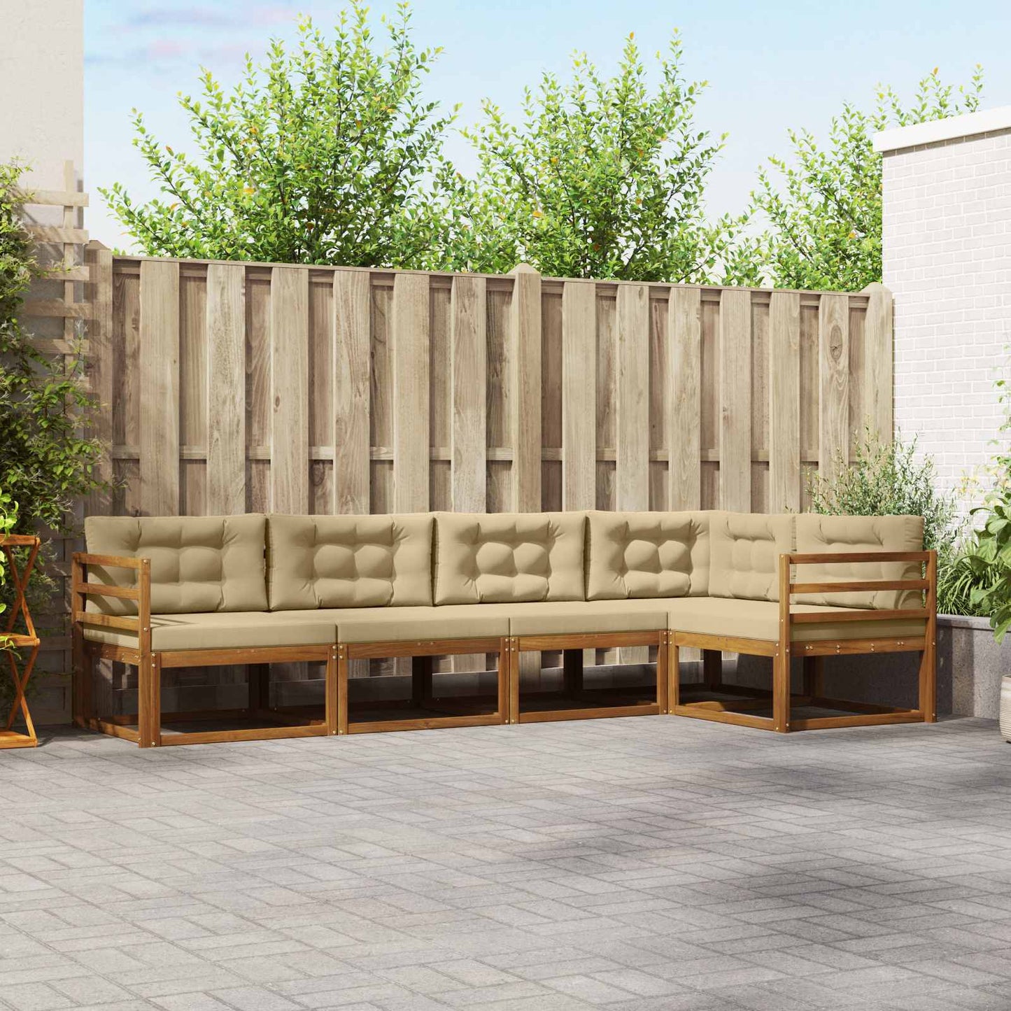Udendørs sofagruppe 5 stk. Naturlig og Beige