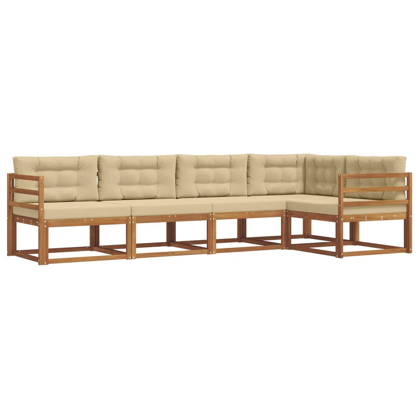 Udendørs sofagruppe med pude 5 pcs Naturlig og Beige