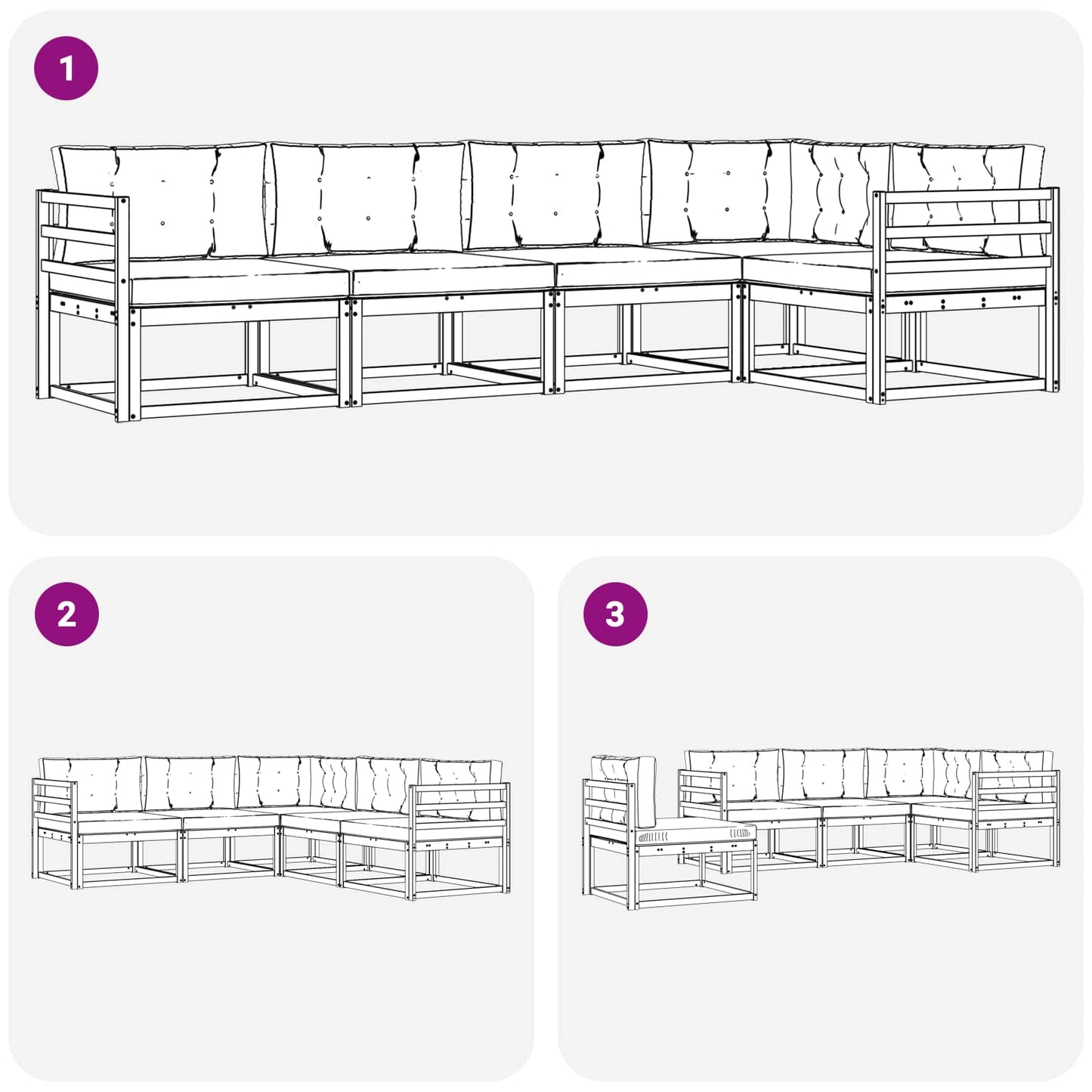 Udendørs sofagruppe 5 stk. Naturlig og Beige