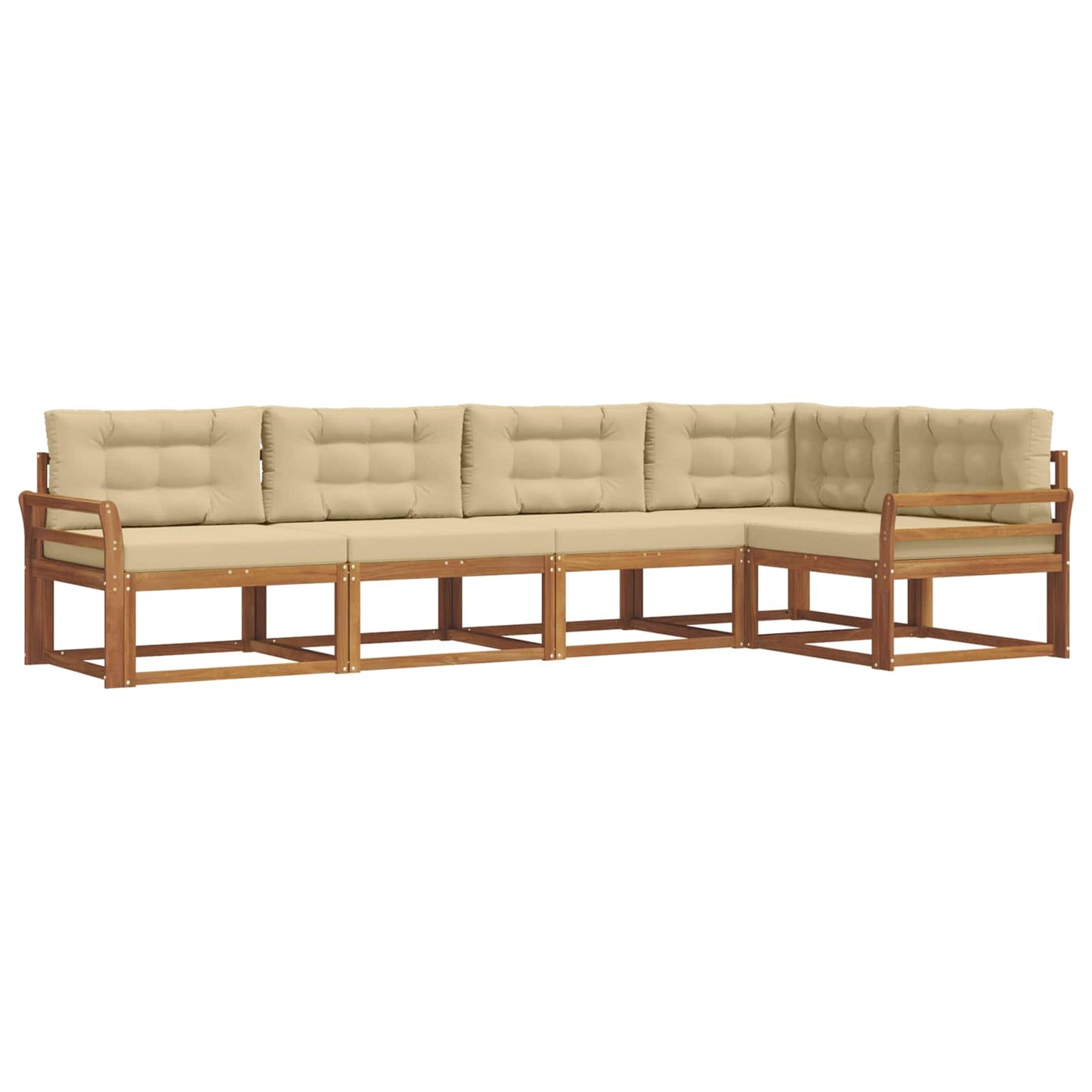 Udendørs sofagruppe med pude 5 pcs Naturlig og Beige