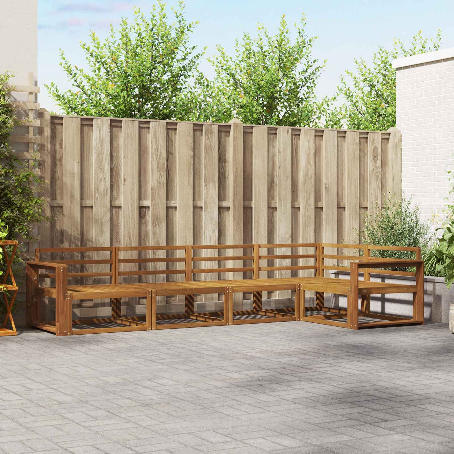 Udendørs sofagruppe 5 pcs Naturfarvet Massivt Akacietræ