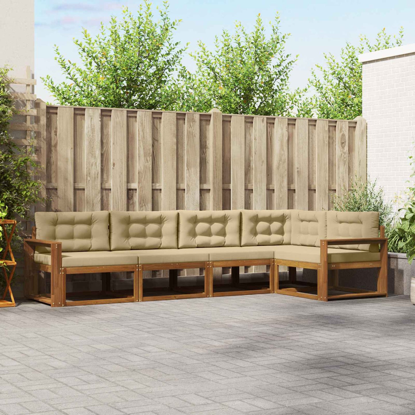 Udendørs sofagruppe 5 stk. Naturlig og Beige