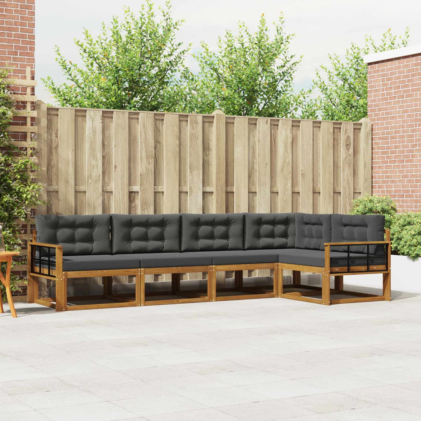 Udendørs sofagruppe 5 stk. Naturlig og Antracit