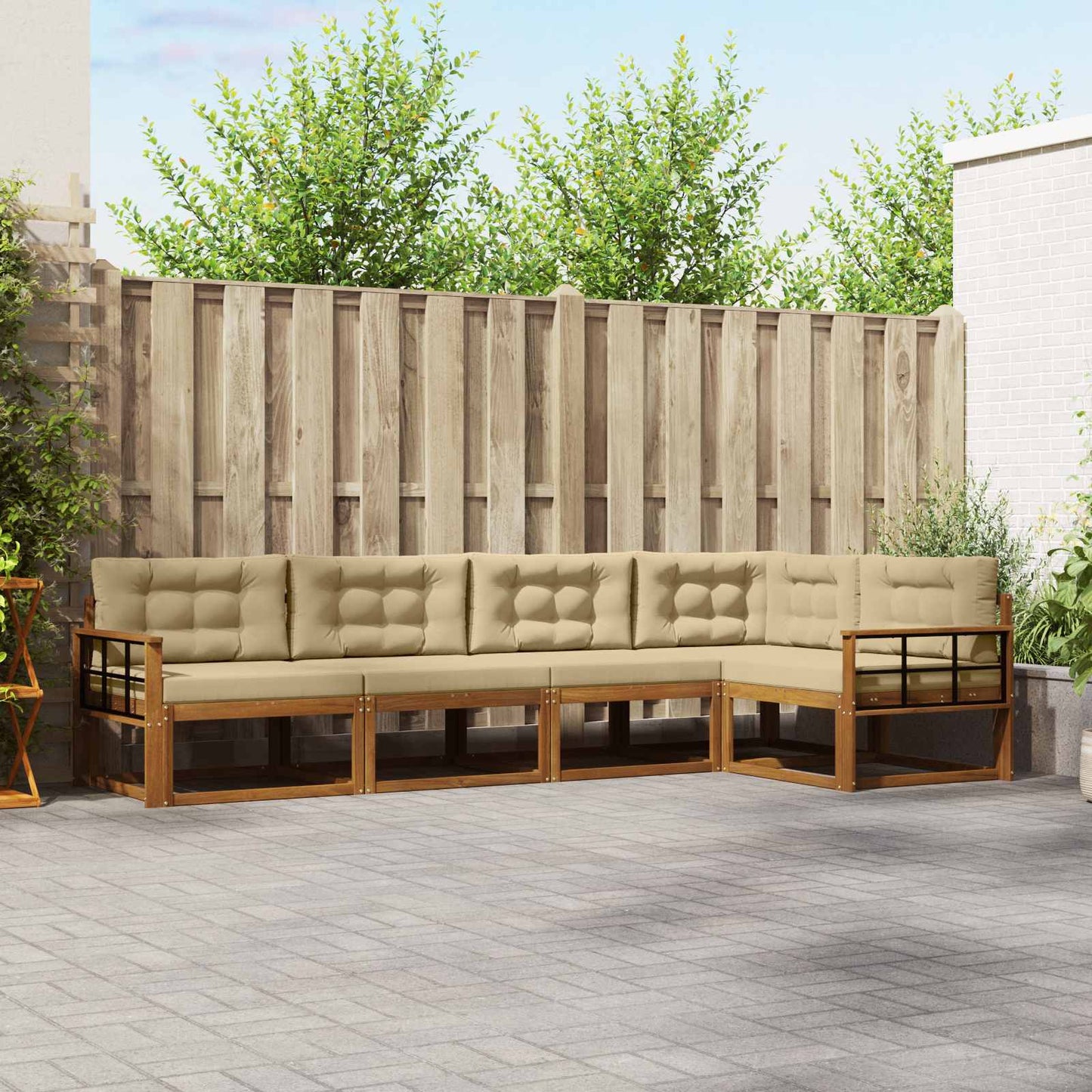 Udendørs sofagruppe 5 stk. Naturlig og Beige