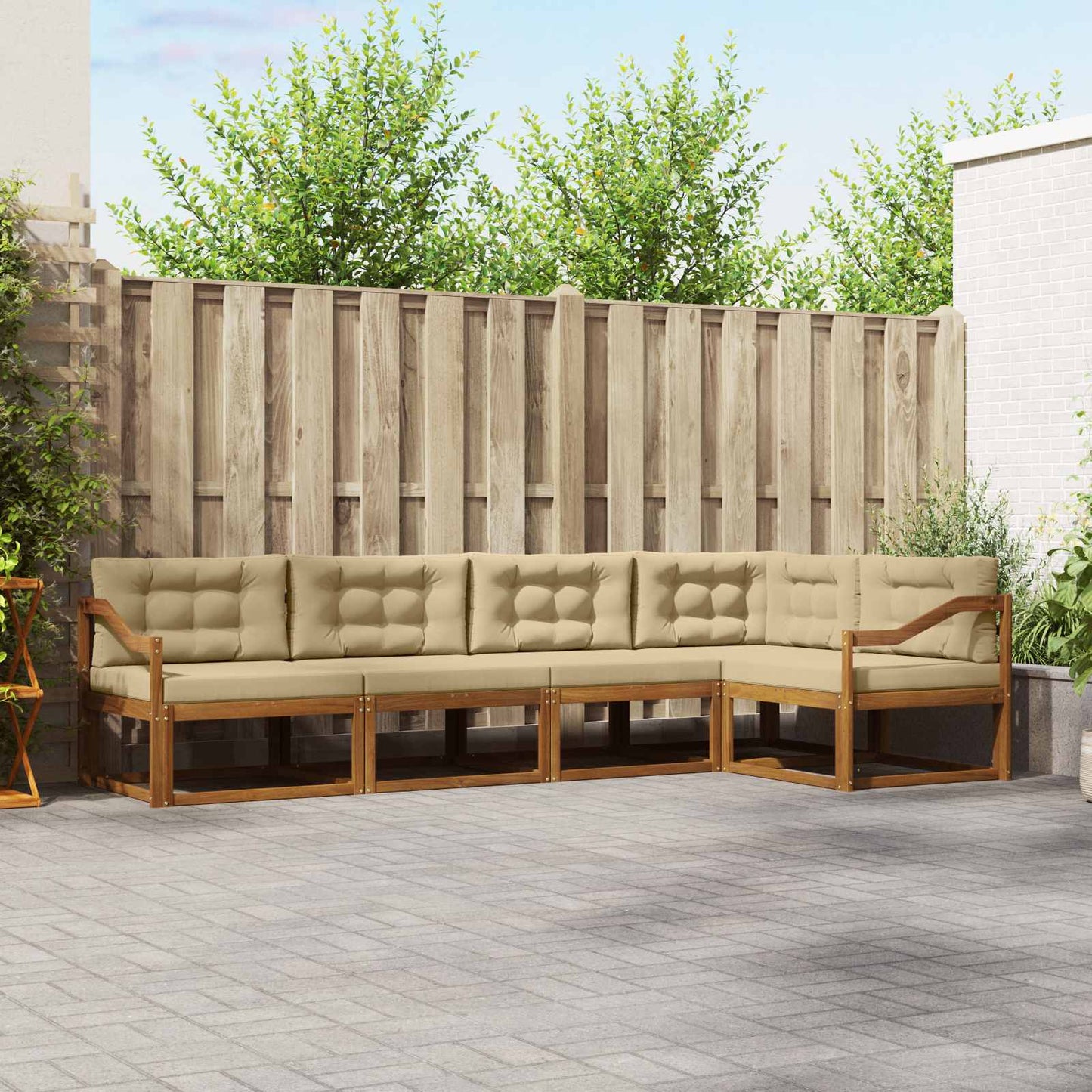 Udendørs sofagruppe 5 stk. Naturlig og Beige