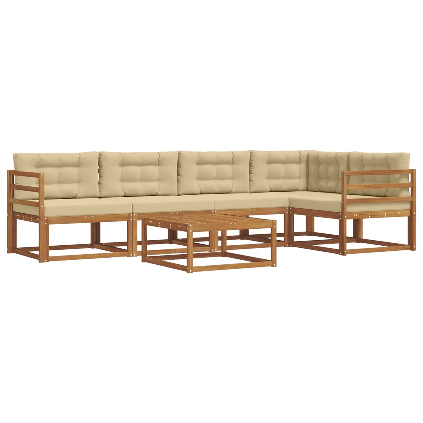 Udendørs sofagruppe med pude 6 pcs Naturlig og Beige