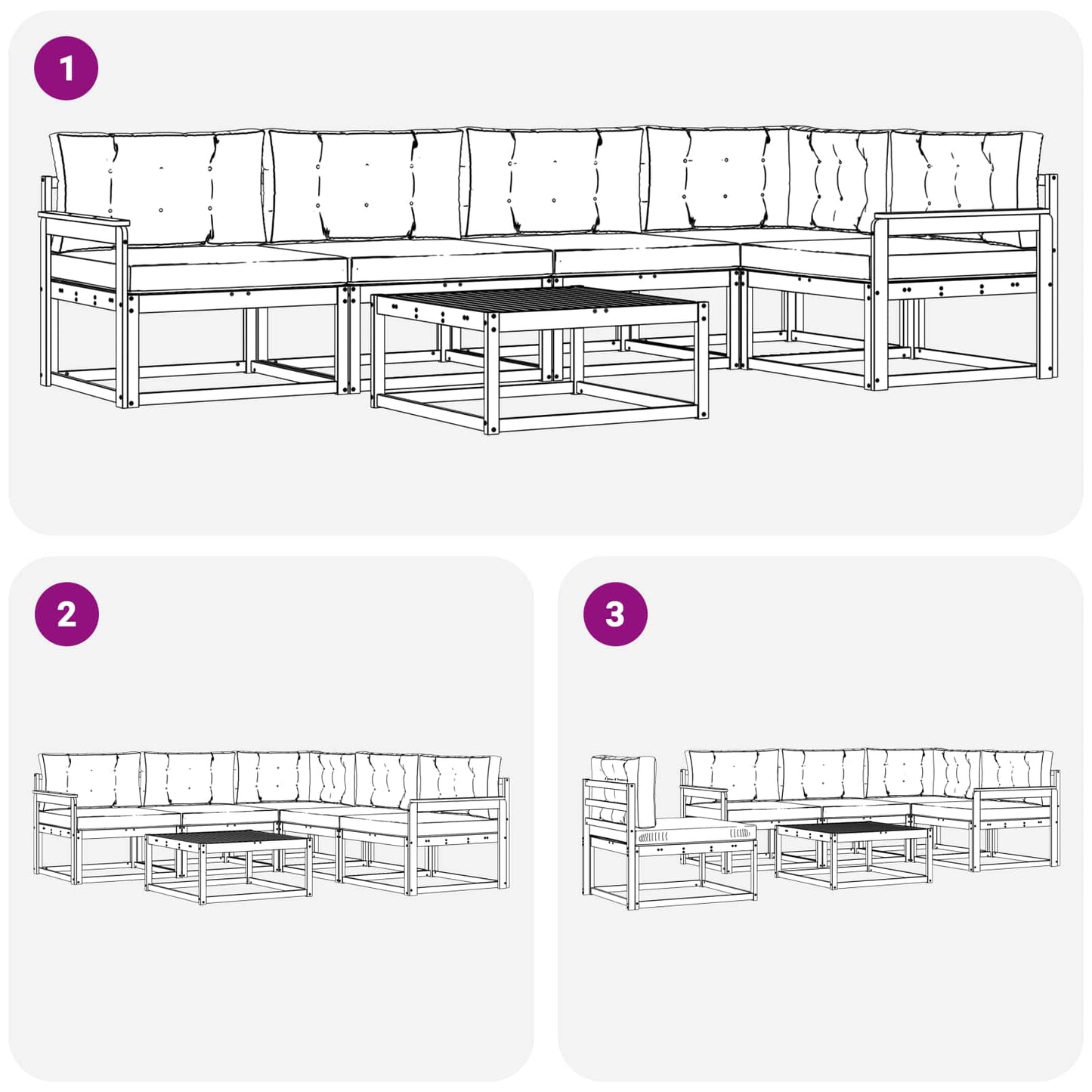 Udendørs sofagruppe med pude 6 pcs Naturlig og Beige