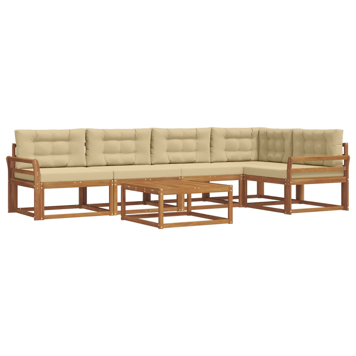Udendørs sofagruppe med pude 6 pcs Naturlig og Beige