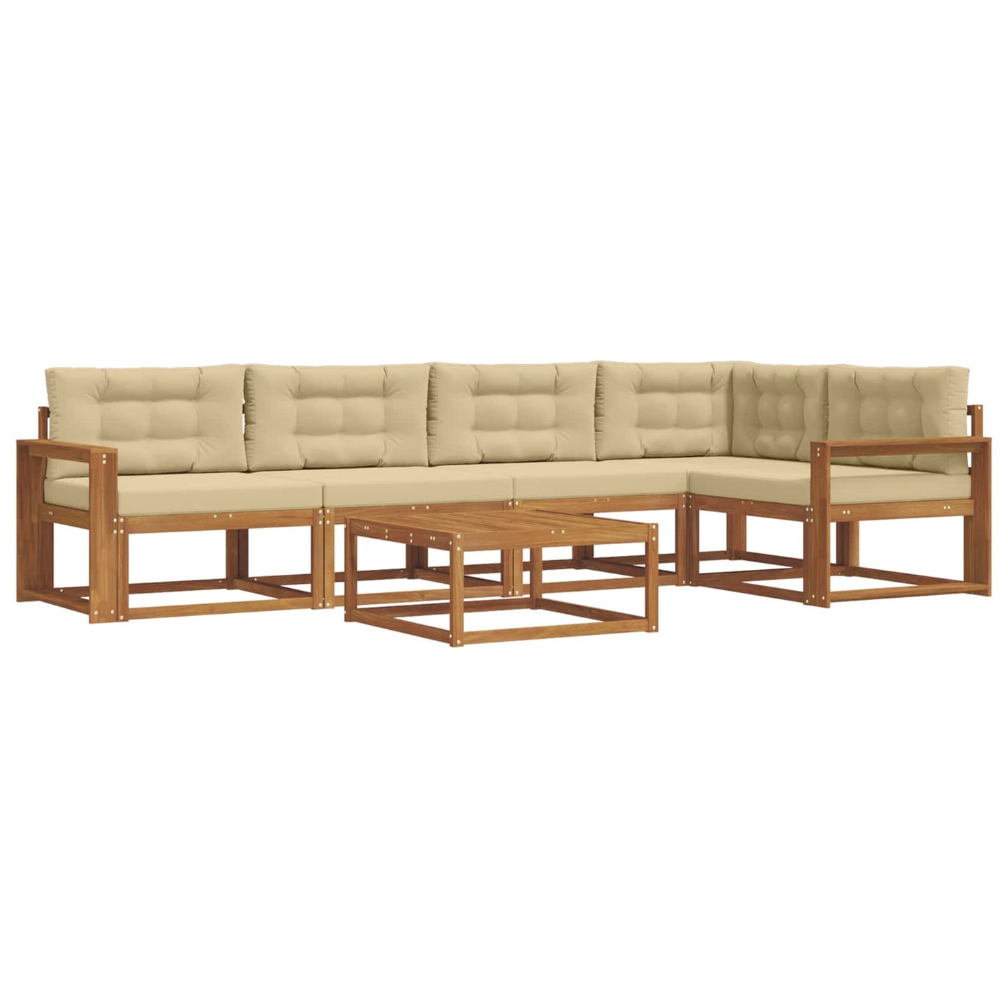 Udendørs sofagruppe med pude 6 pcs Naturlig og Beige