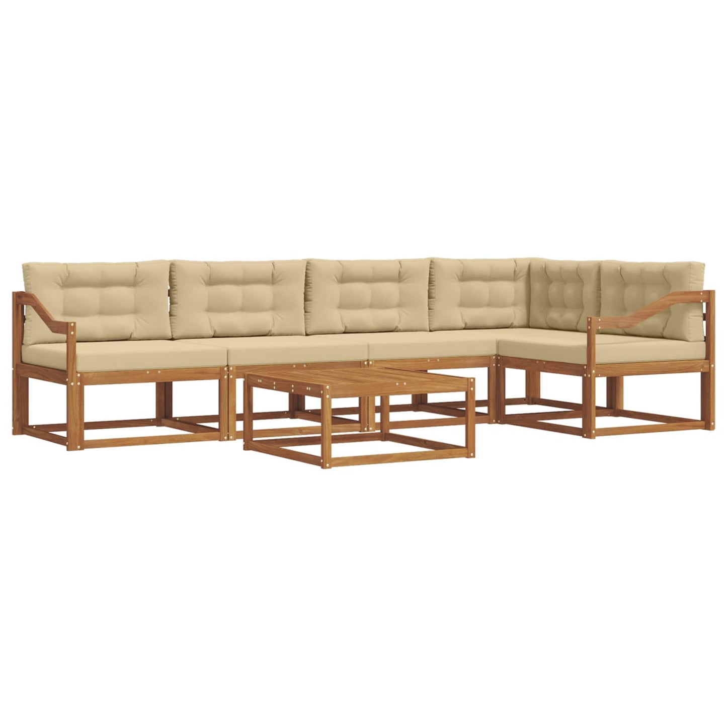 Udendørs sofagruppe med pude 6 pcs Naturlig og Beige