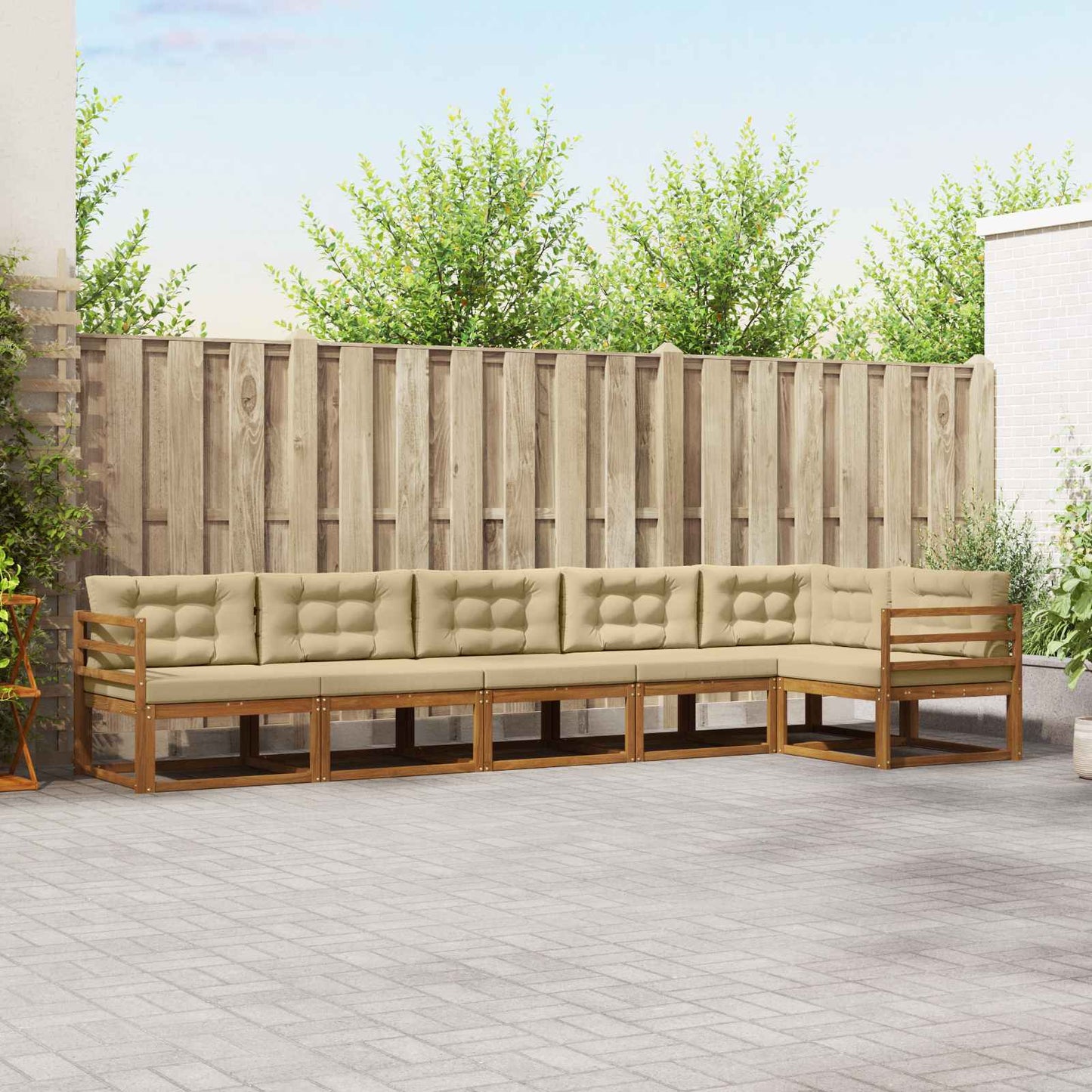 Udendørs sofagruppe 6 stk. Naturlig og Beige